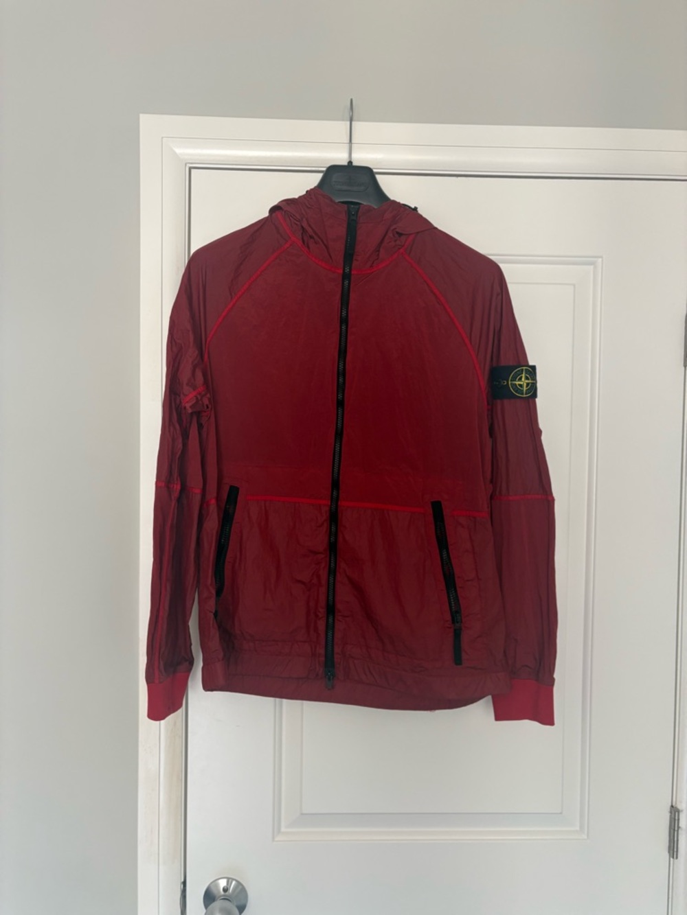 Stone Island Men’s red Hooded Zip Jacket